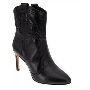 Bcbgeneration Solid Black Vegan Leather Sara Western Bootie Boots High Heels 9.5